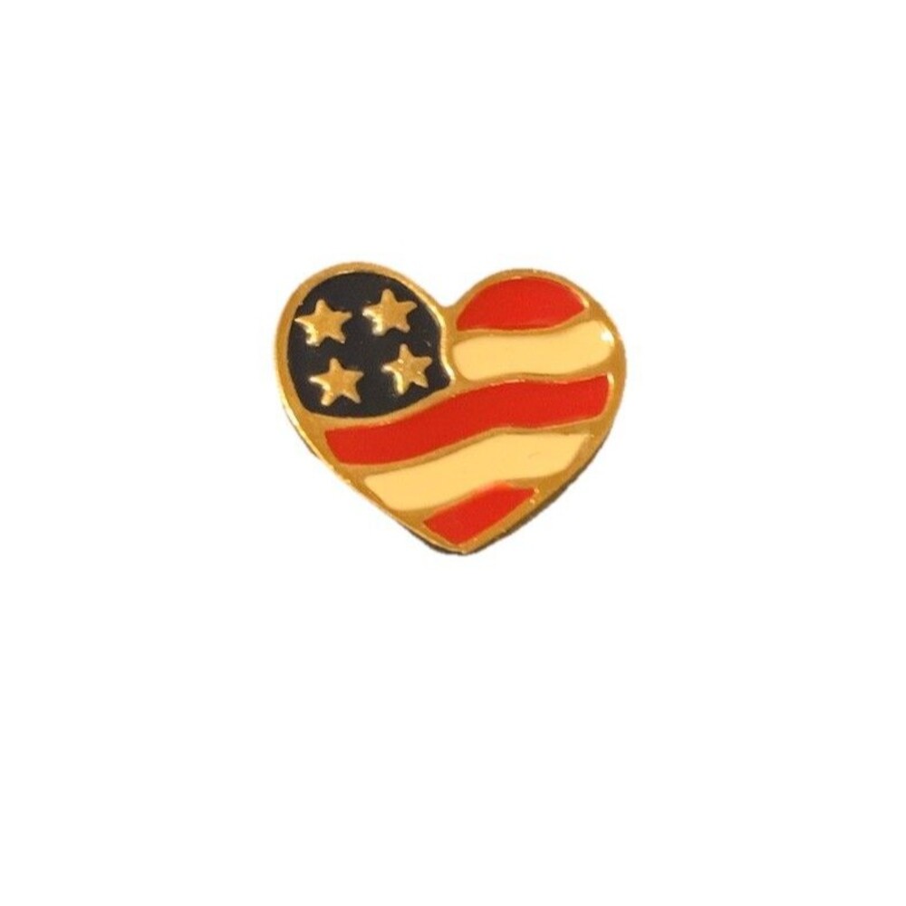 Vintage Avon Red White Blue US American Flag Heart Small Lapel Pin Original Box